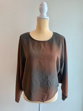 Suzanne Brown and Black Ombré Long Sleeve Blouse
